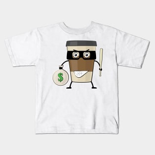 Cafe Mug Bandit - Funny Character Illustration Kids T-Shirt